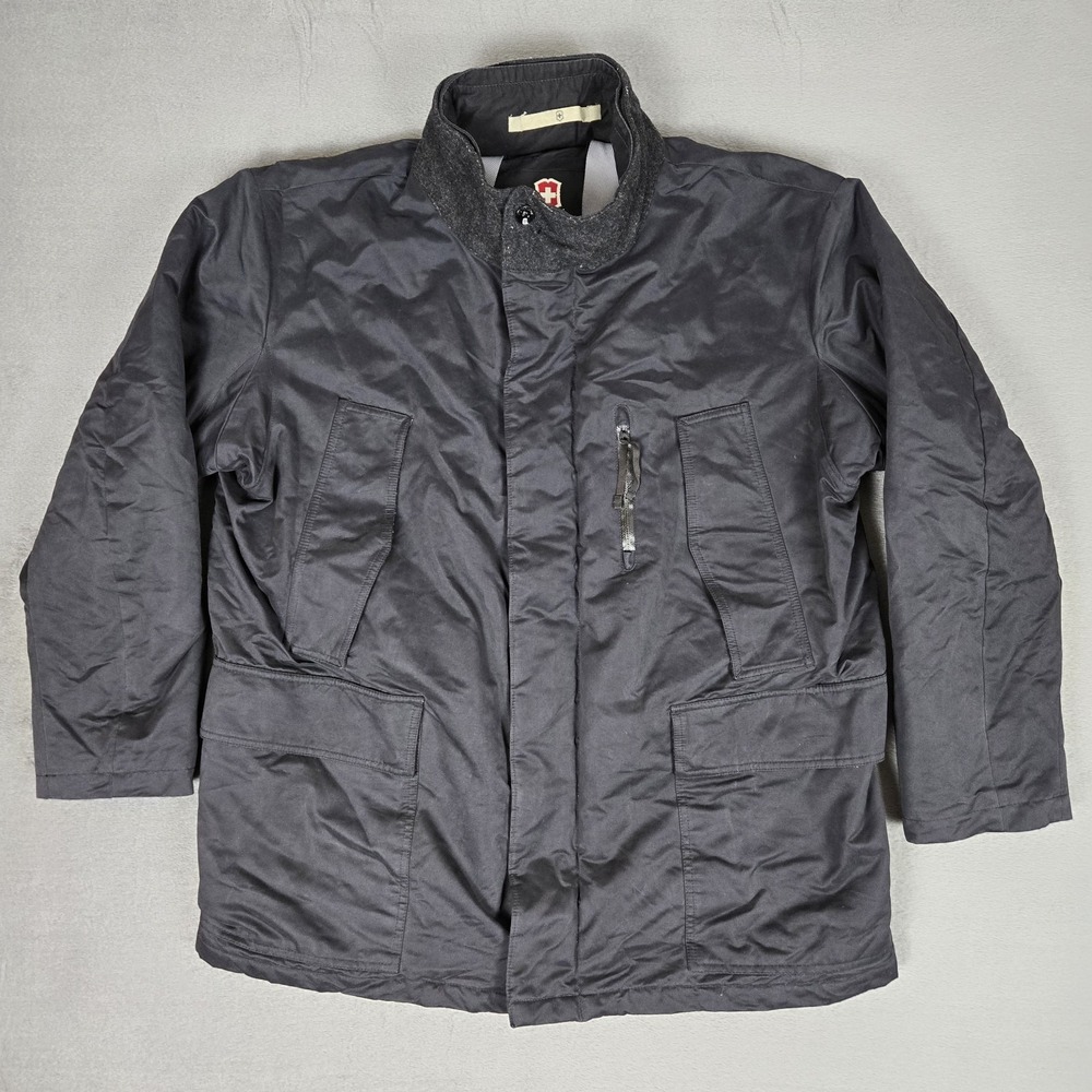 Victorinox Jacket Mens XL Black Full Zip Winter Parka Coat Swiss Army Hooded